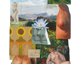 Decoración del hogar hecha a mano Collage / Cuerpo humano / Natural / Floral / Naturaleza / Diosa collage digital / regalo para amigos / arte de collage analógico