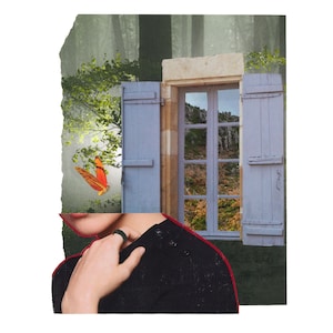 Handmade Home Decor Collage | butterfly | portrait | nature digital collage | gift for friend | analog collage art | housewarming