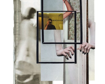 Handmade Abstract Collage Art / Retrato de espejo