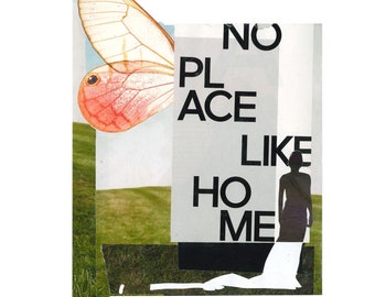 Collage abstracto hecho a mano / No hay lugar como el hogar