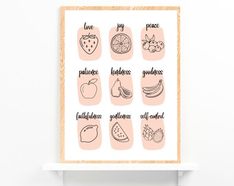 Beige Bow Fruit of the Spirit Art Print Christian Wall Art Scripture ...