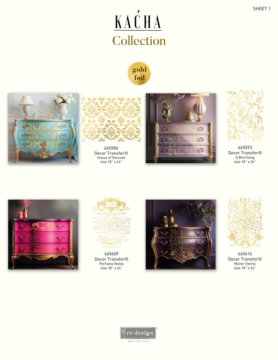 Gold Foil Kacha House of Damask A Bird Song Perfume Notes Manor Swirls