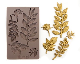 Leafy blossoms Decor Mould | Redesign With Prima | 8” X 5” (20 X 13cm)