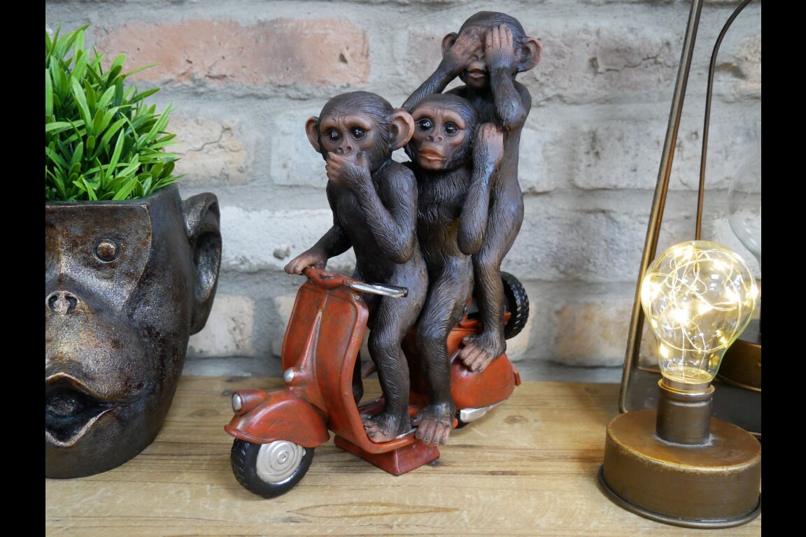 3 Wise Monkeys on Scooter Quirky Resin Home Ornament See Etsy