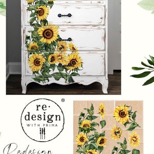 SUNFLOWER | Redesign With Prima Decor Transfers | Transfer Tool | Upcycling Vintage Furniture