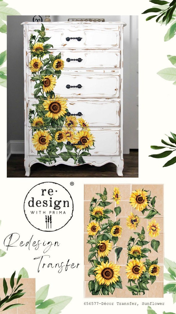 GIRASOL / Rediseño con Prima Decor Transfers / Herramienta de transferencia  / Reciclaje de muebles vintage -  México