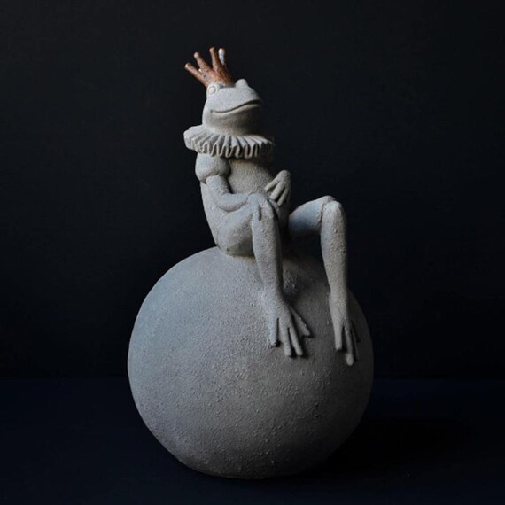 Frog Prince on Ball Garden Decor Country Living Gold Crown Etsy