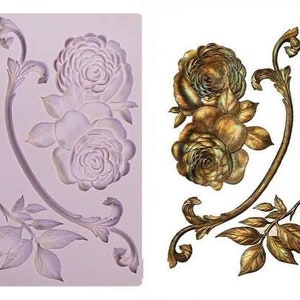 Victorian rose Decor Mould | Redesign With Prima | 8” X 5” (20 X 13cm)