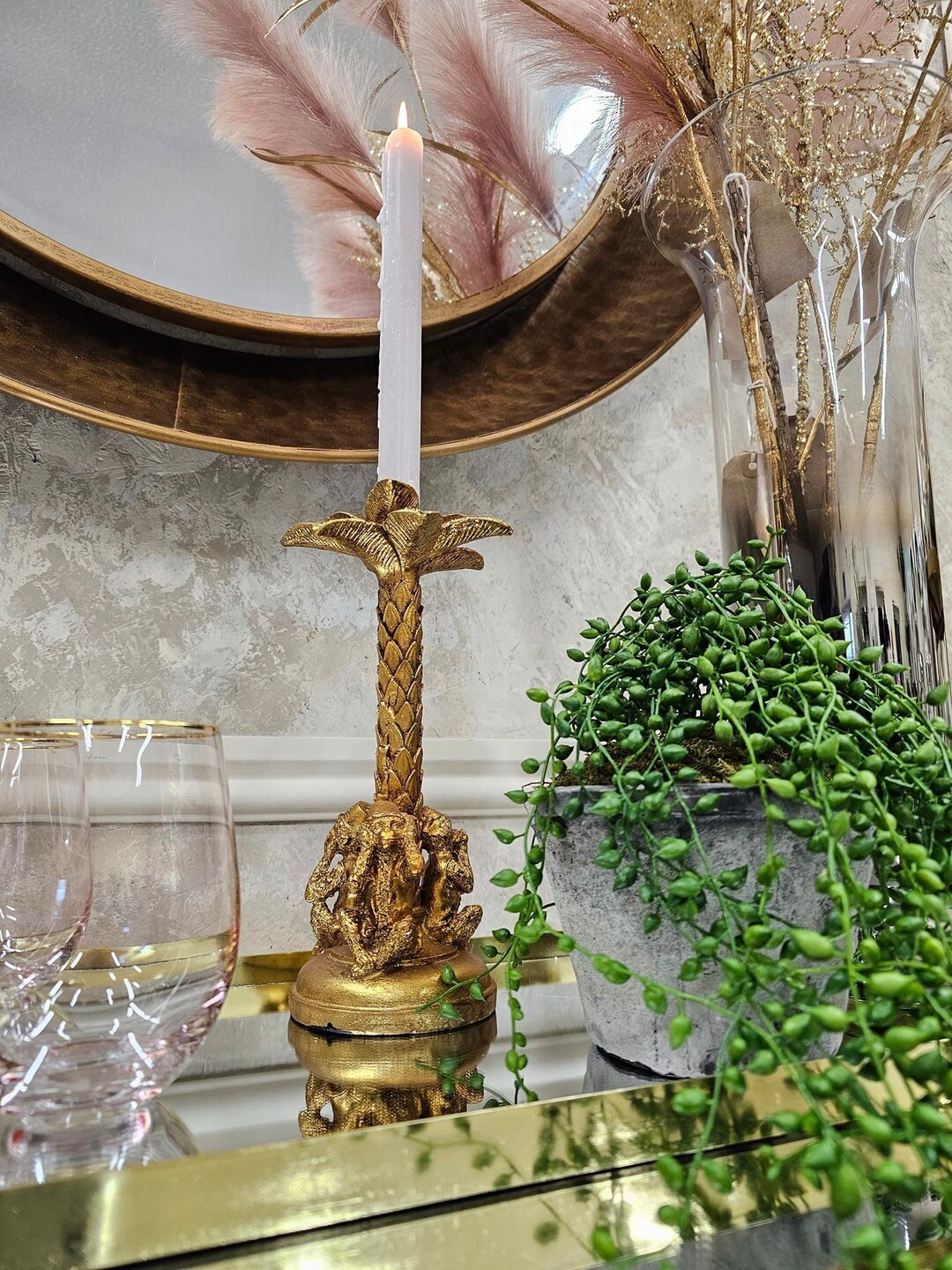 Golden Palm & Monkey Candle Holder Quirky Accessories Etsy UK