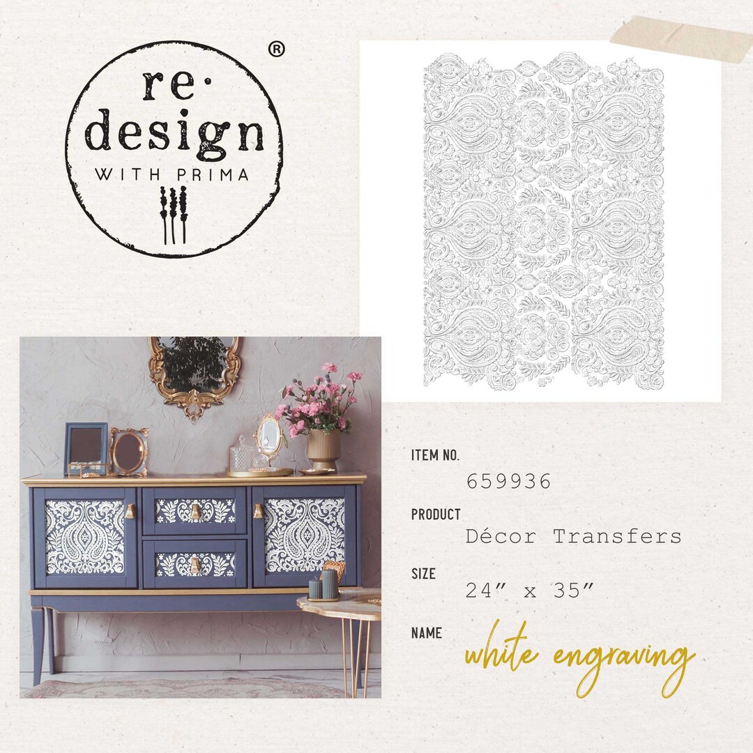 White Engraving Redesign With Prima Decor Transfer Transfer Tool