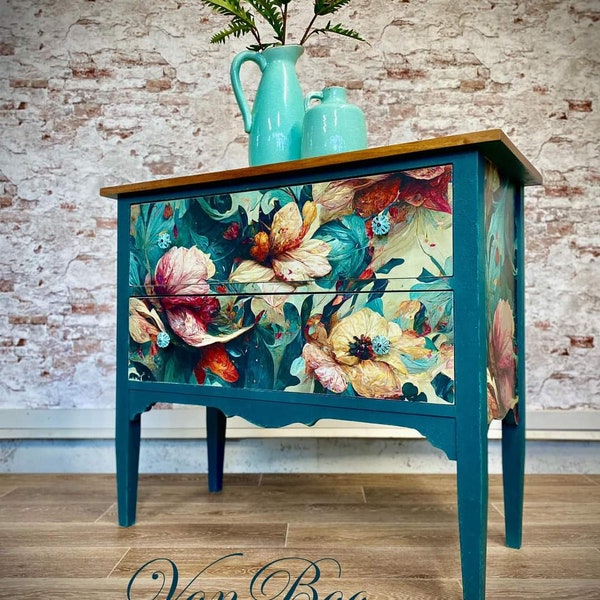 MINT Decoupage Papiere | Blumenwelle | Upcycling Möbel | Vintage Möbel |