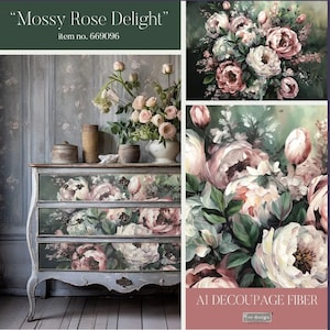 A1 Decoupage Fiber - Mossy Rose Delight | Redesign With Prima | Furniture Upcycling