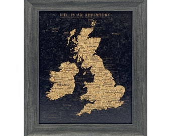 Travel Map - UK & Ireland Desk Map - Black