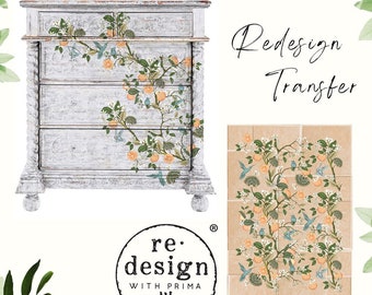 ORANGE GROVE | Redesign With Prima Decor Transfers | Transfer Tool | Upcycling Vintage Furniture