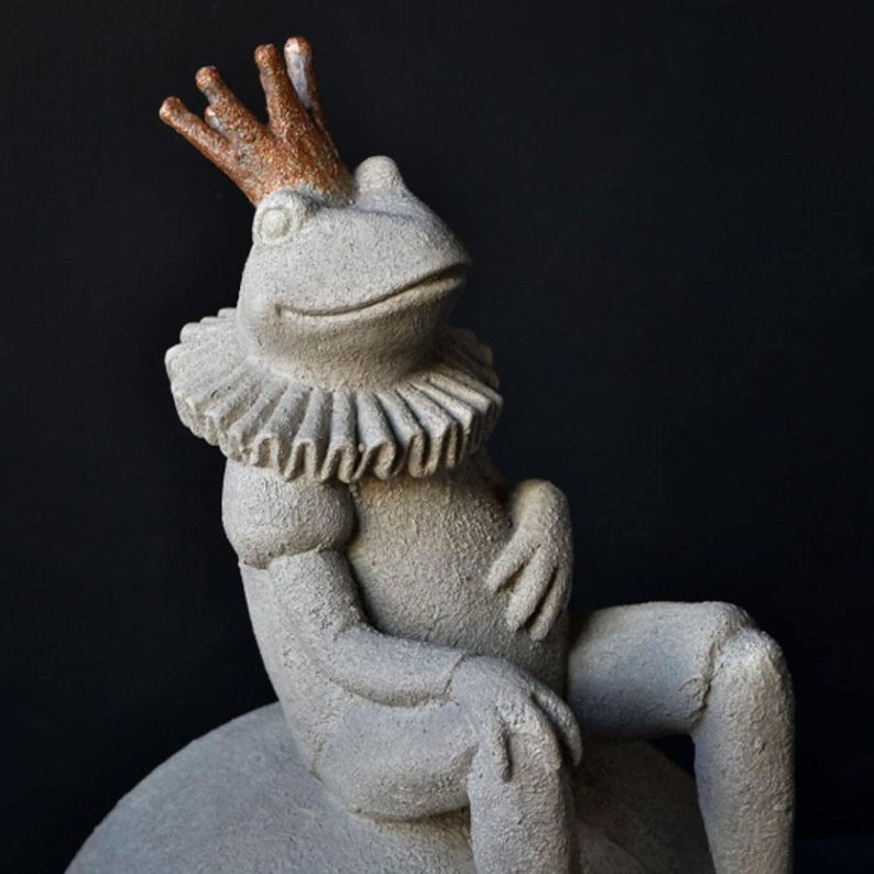 Frog Prince on Ball Garden Decor Country Living Gold Crown Etsy