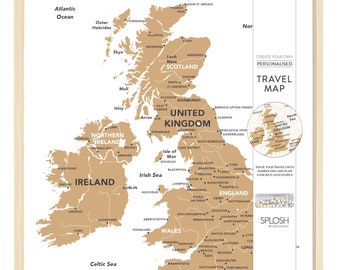 Travel Map - UK Desk Map - White