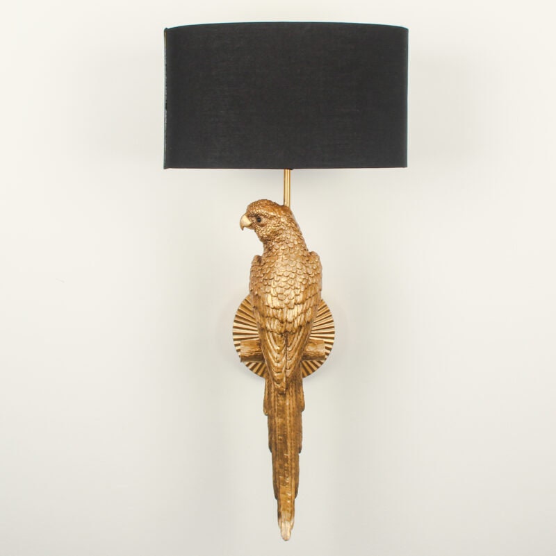 Quirky Lighting parrot Wall Light Black and Gold Quirky Etsy UK
