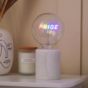 Pride Screw Up Bulb | Neon Text Bulb | Marble Base Lamp