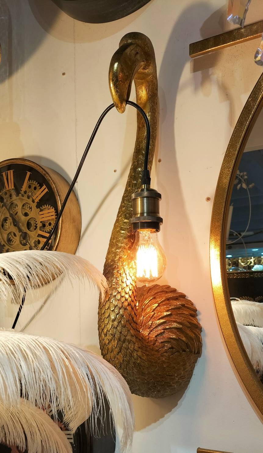 Antique Gold Flamingo Head Wall Mounted Lamp Quirky Lighting | Etsy UK