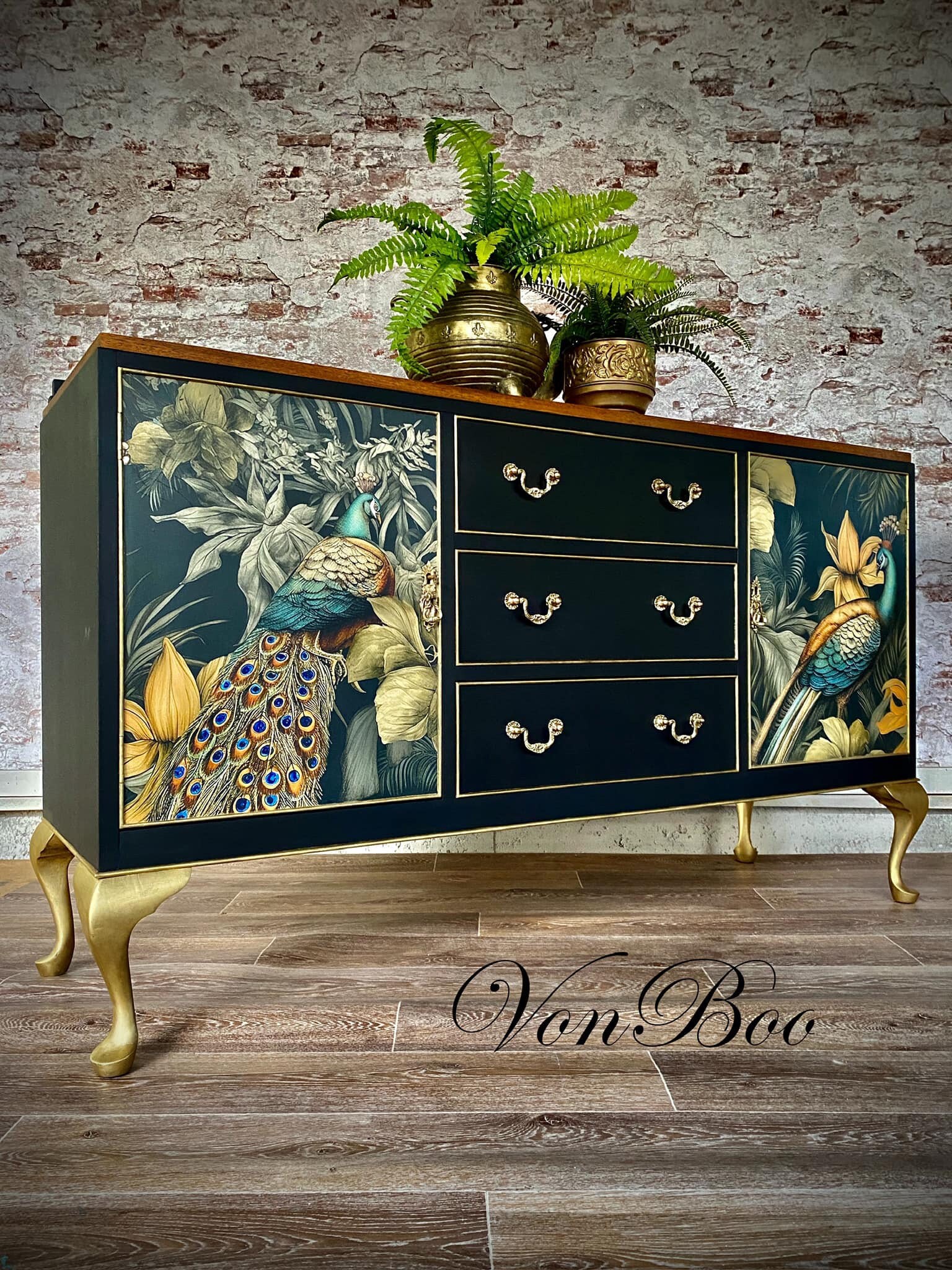 A Peacock Pair Mint Decoupage Papers Furniture Upcycling Vintage Furniture Etsy