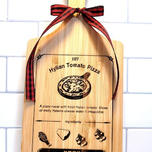 Zelda Tears of the Kingdom Engraved Bamboo Cutting Board – Hylian Tomato Pizza
