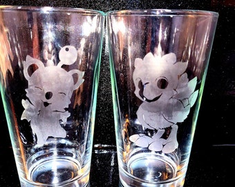 Final Fantasy Pint Glasses - Moogle and Chocobo Edition, gaming glasses, FF9 glass