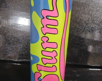 Colorful Slurm Skinny Tumbler - 20 oz Cup with Lid and Straw - Unique Gift Idea