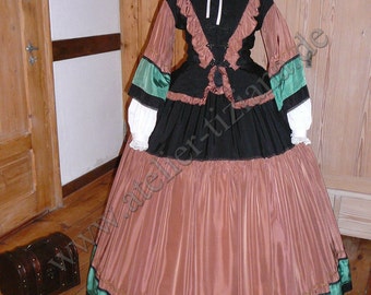 Einmaliges 19th century Sissi Krinoline Tageskleid Kleid victorian crinoline Südstaaten civil war gown  Gr. 38 Size 12