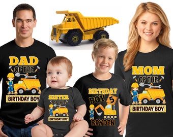 Construction Yellow Truck birthday Shirt/ Yellow dump truck shirt/truck Digger shirt/Personalized yellow truck birthday Boy Shirt/ CST12