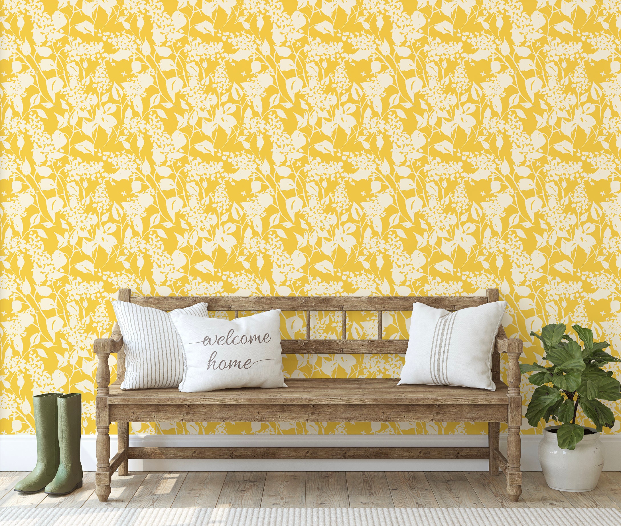 Peel and Stick Wallpaper Floral/ Yellow Abstract Floral | Etsy