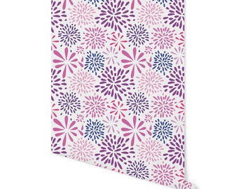 Flower-Works Peel and Stick Wallpaper, Pink & Purple WW1730