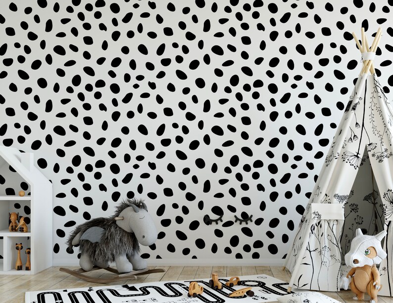 Peel and Stick Wallpaper Black Spots/ Dalmatian Spots Etsy