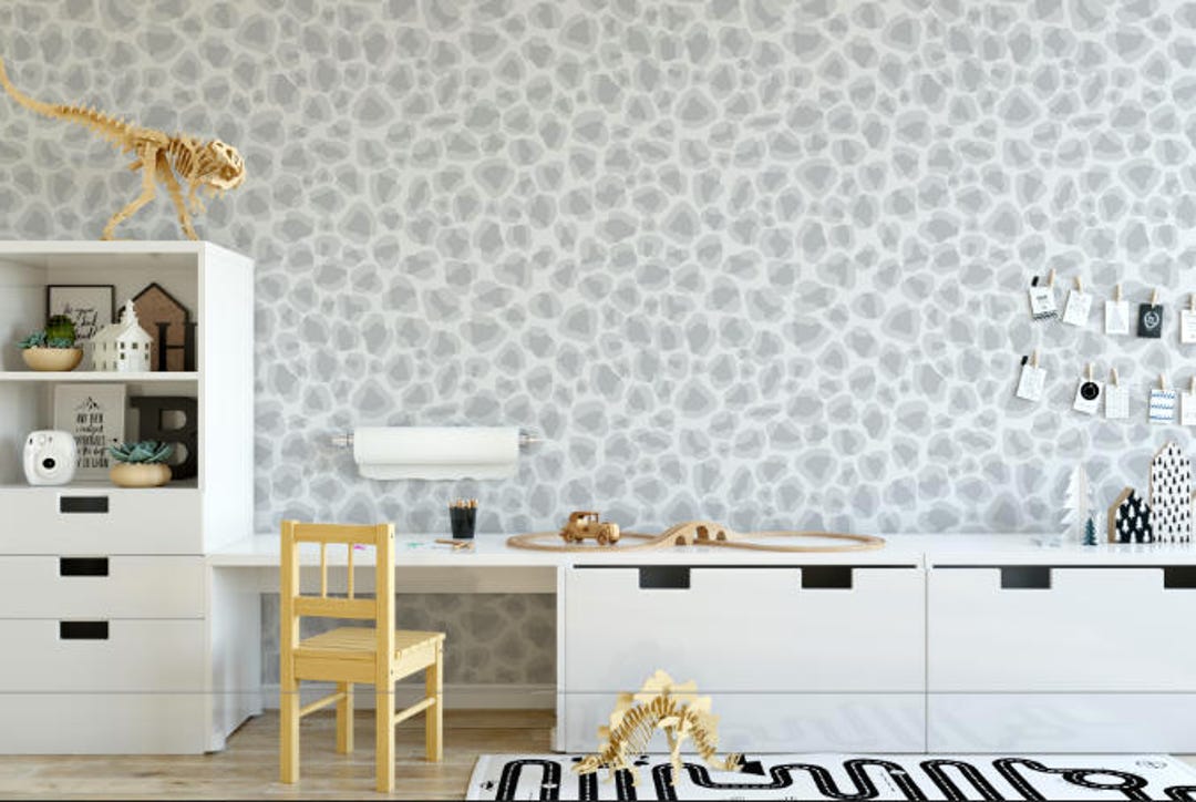 Gray Leopard Print Wallpaper/ Removable Wallpaper /peel and Stick