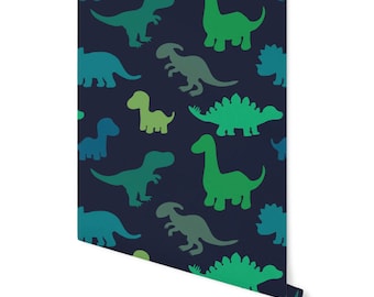 Peel and Stick Wallpaper Green/ Green Dino Wallpaper/ Removable Wallpaper/ Unpasted Wallpaper/ Pre-Pasted Wallpaper WW1851