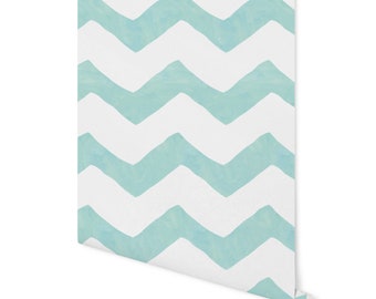 Peel and Stick Wallpaper Teal/ Tame Teal Chevron Wallpaper/  Removable Wallpaper/ Unpasted Wallpaper/ Pre-Pasted Wallpaper WW20103