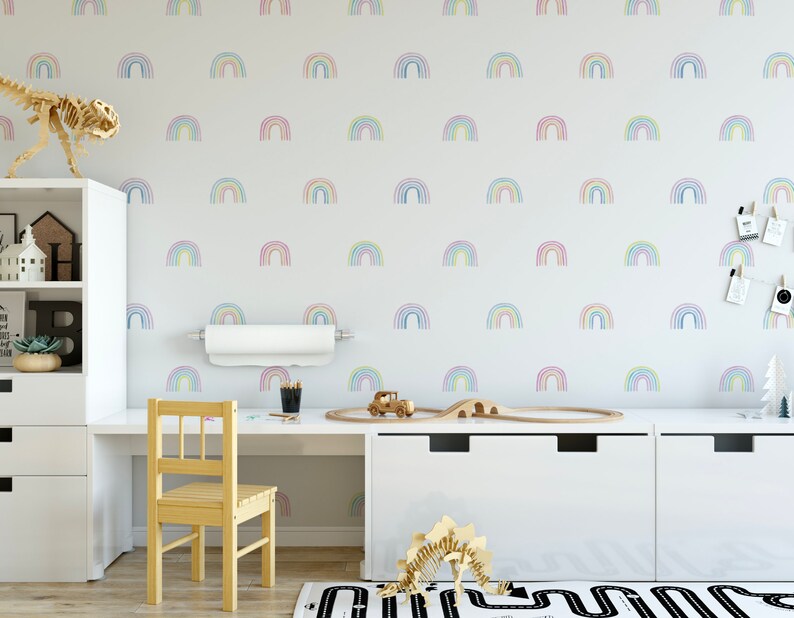 Peel and Stick Wallpaper Rainbow Watercolor/ Pastel Watercolor - Etsy