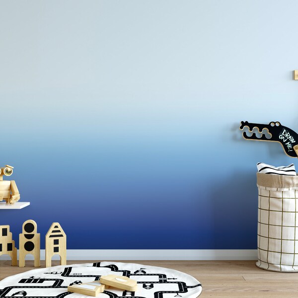 Peel and Stick Wallpaper Blue Etsy