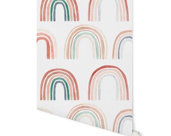 Wallpaper Boho Rainbow Pattern Wallpaper/ Removable Wallpaper/ Peel and Stick Wallpaper/ Unpasted Wallpaper/ Pre-Pasted Wallpaper WW20100