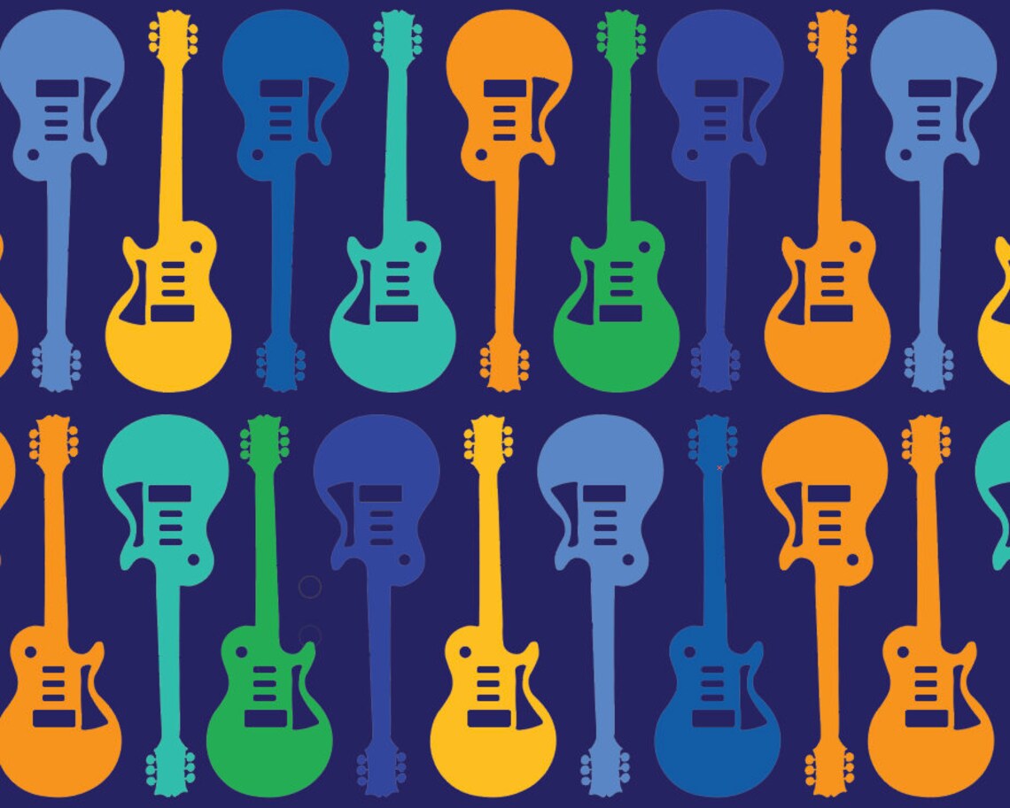 Blue Electric Guitar Wallpaper // Removable Wallpaper // Peel Etsy