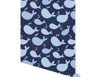 Peel and Stick Wallpaper Bathroom/ Whale Wallpaper/ Removable Wallpaper/ Unpasted Wallpaper/ Pre-Pasted Wallpaper WW20104