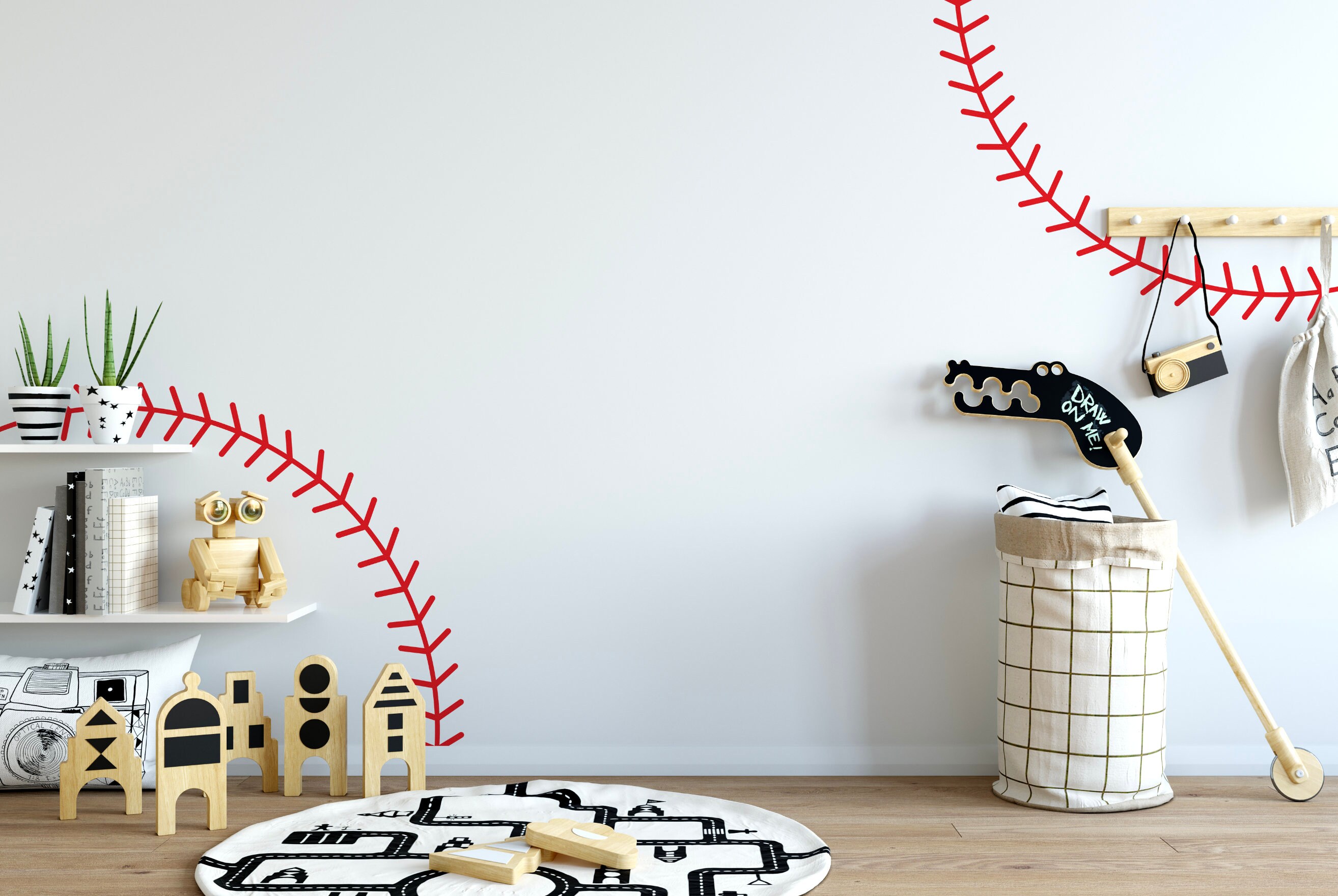 Baseball Mural Wallpaper // Removable Wallpaper // Peel and | Etsy