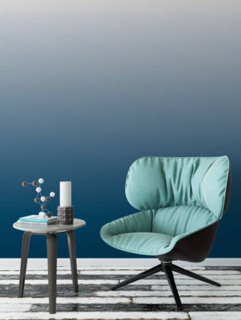 Wallpaper Ombre Blue/ Peel and Stick Wallpaper Blue/ Blue Etsy