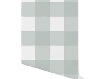 Wallpaper Plaid Green/ Sage Green Buffalo Check Wallpaper/ Removable/ Peel and Stick/ Unpasted Wallpaper/ Pre-Pasted Wallpaper WW2037
