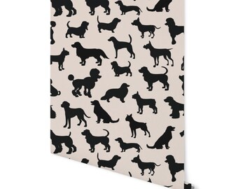 Tan and Black Dog Silhouette/ Wallpaper/ Removable Wallpaper/ Unpasted Wallpaper/ Pre-Pasted Wallpaper WW2327