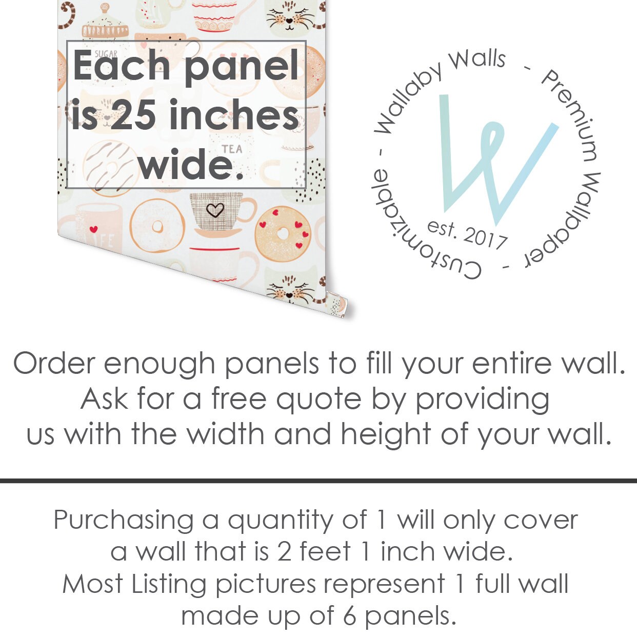Whimsical Cup of Tea Wallpaper // Removable Wallpaper// Peel - Etsy