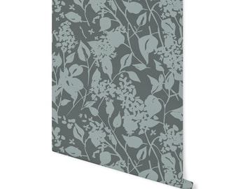 Sage Green Abstract Floral Wallpaper Peel and Stick, Removable PrePasted, Traditional Unpasted Wallpaper WW2519