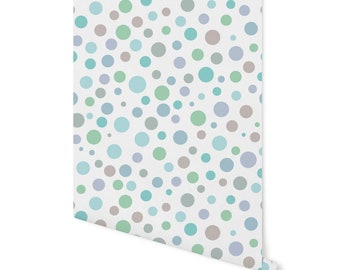 Peel and Stick Wallpaper Blue Dots/ Removable Wallpaper/ Unpasted Wallpaper/ Pre-Pasted Wallpaper WW1830