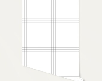 White Windowpane Plaid Wallpaper/ Removable/ Peel and Stick/ Unpasted/ Pre-Pasted Wallpaper WW2336