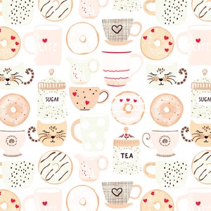 Whimsical Cup of Tea Wallpaper // Removable Wallpaper// Peel - Etsy