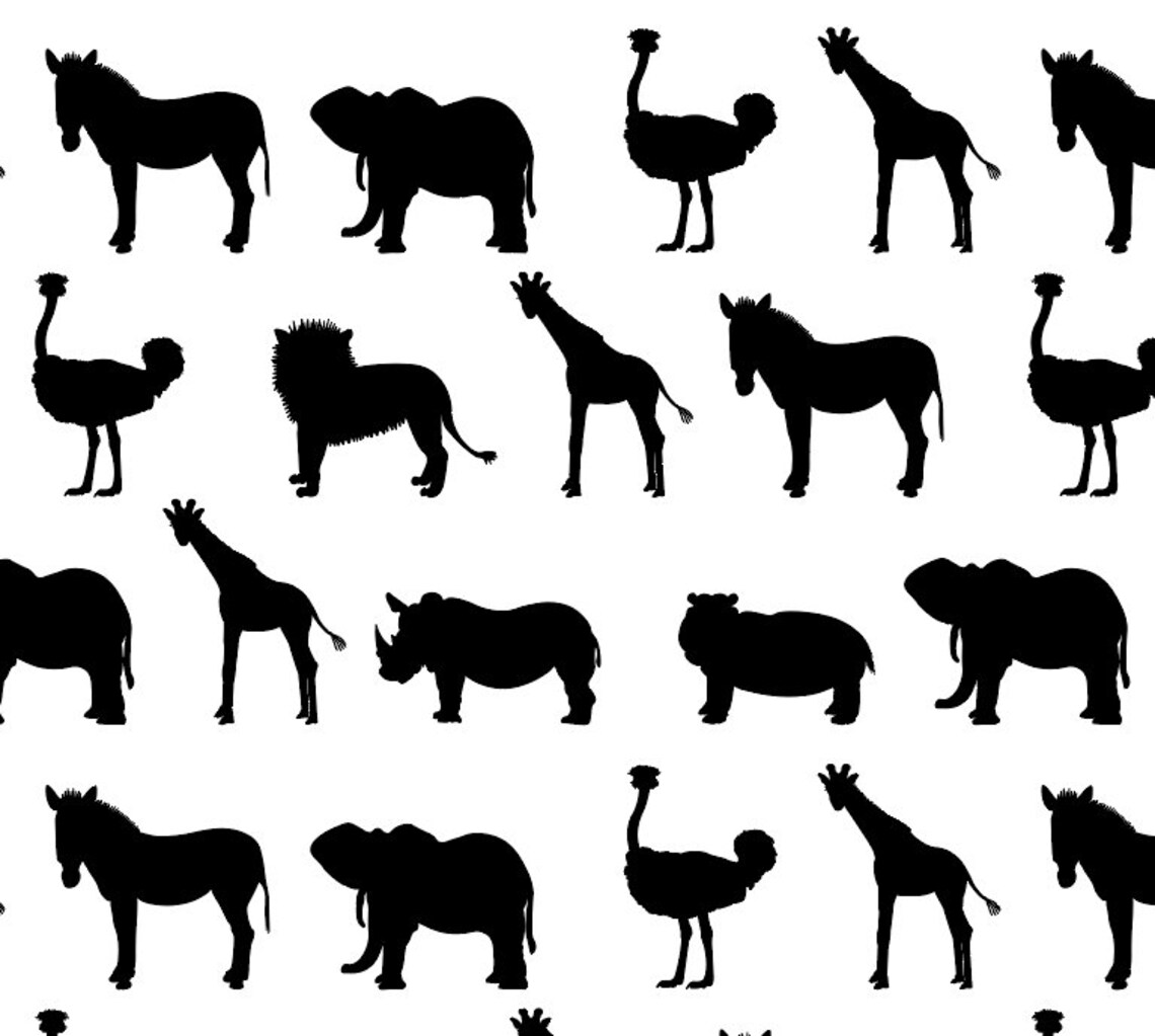 Black and White Safari Animals Wallpaper // Removable Etsy